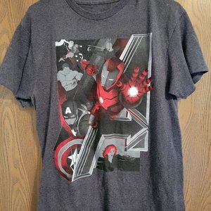 Marvel Mens Shirt Size Medium Gray Short Sleeve Avengers Graphic Tee